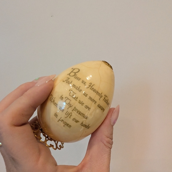 Cream Decorative Egg with Praying Hands Design - Picture 8 of 8